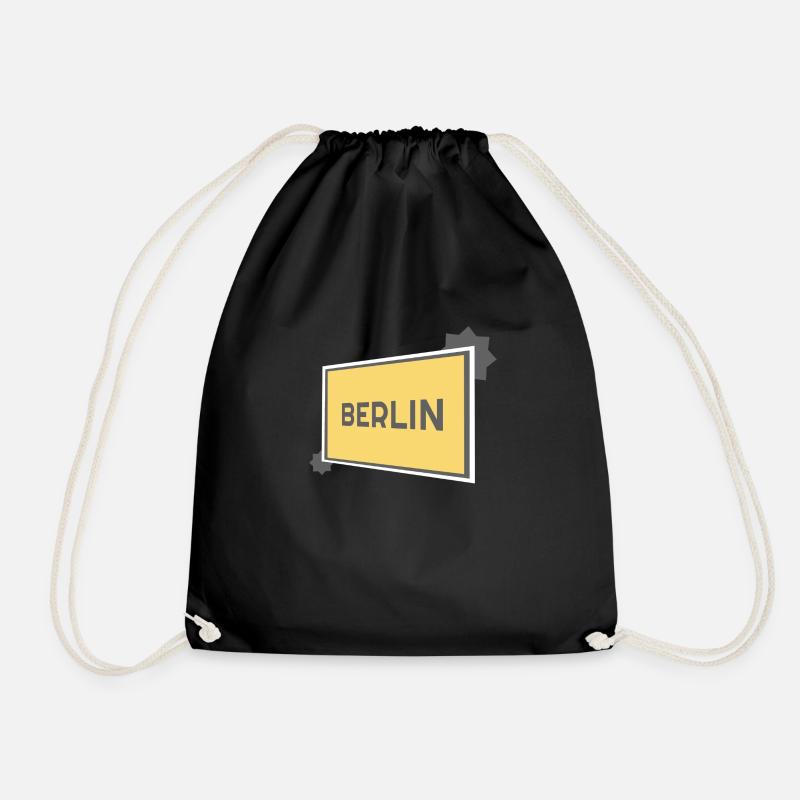 Berlin Ortsschild - modern grey - Turnbeutel - Schwarz