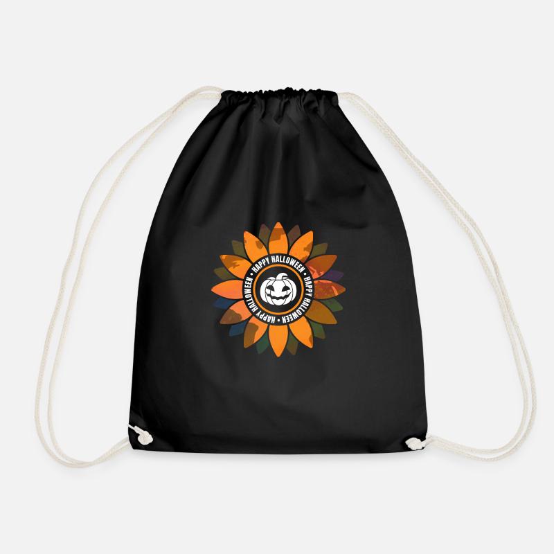 Lovable Floral Pleasant Halloween Saying - Drawstring Bag - black