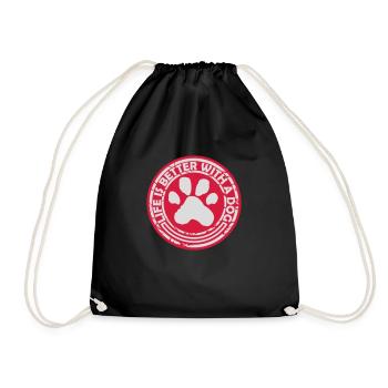 better with a dog - Drawstring Bag - black - Front