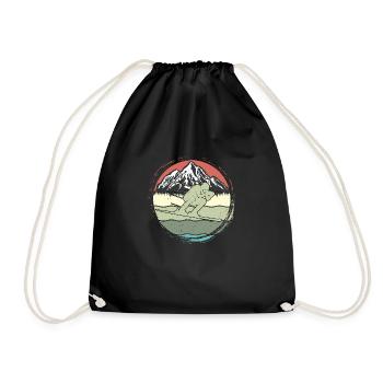 vintage ski retro skier mountain funny ski gift - Drawstring Bag - black - Front