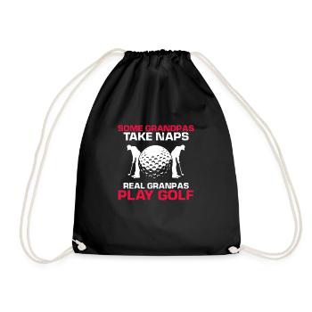 Some Grandpas Take Naps Real Grandpas Play Golf - Drawstring Bag - black - Front