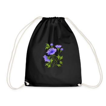 Blumen - Turnbeutel - Schwarz - Vorne