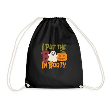 Cute Halloween Design, Boo, Booty, Ghost, Pumpkin - Drawstring Bag - black - Front