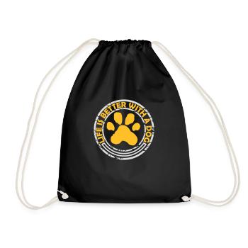 better with a dog - Drawstring Bag - black - Front
