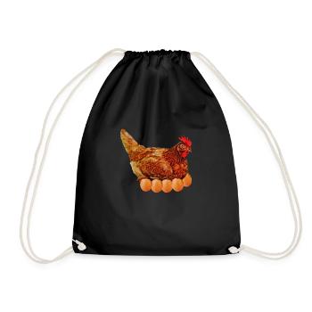 laying hen - Drawstring Bag - black - Front