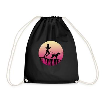 Canicross dogrun running with dog - Drawstring Bag - black - Front