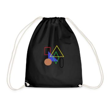 Basic Shapes Geometry Geometric Shapes Patterns - Drawstring Bag - black - Front