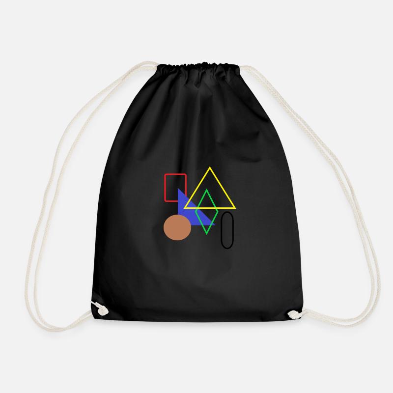 Basic Shapes Geometry Geometric Shapes Patterns - Drawstring Bag - black