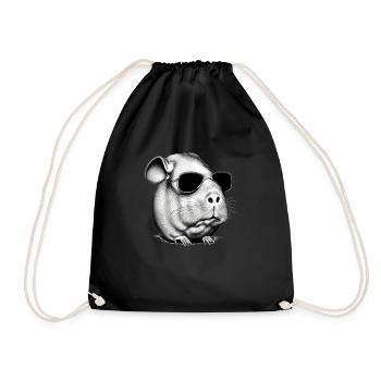 Guinea pig cool sunglasses funny design 14 - Drawstring Bag - black - Front