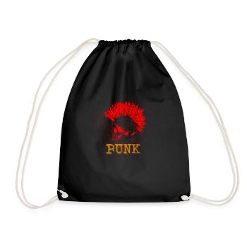 Punk Musik Punker Punkrock Irokesenschnitt Rocker - Turnbeutel - Schwarz - Vorne