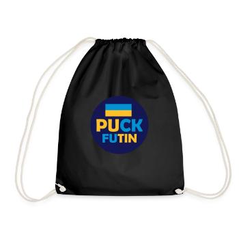 puck futin logo design - Drawstring Bag - black - Front