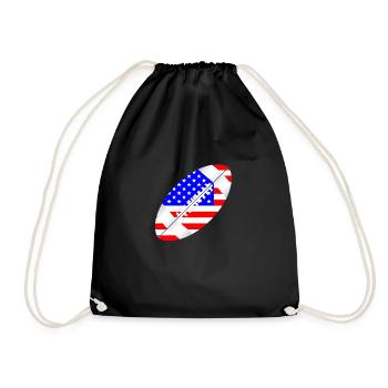 American Football Ball Flag - Drawstring Bag - black - Front