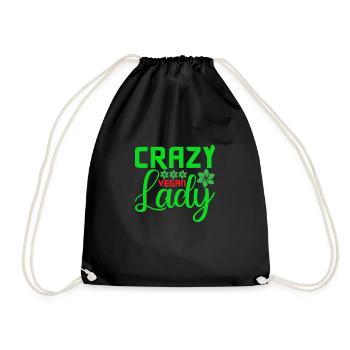 Crazy Vegan Lady - Turnbeutel - Schwarz - Vorne
