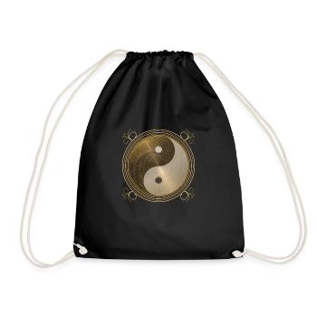 golden Dragon Yin Yang flower of live sun energy - Turnbeutel - Schwarz - Vorne