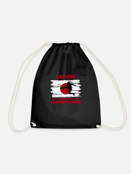 Japan Football 2022 supporter of Japan football - Drawstring Bag - black