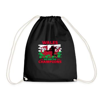 Wales Football 2022 Wales supporters Football - Drawstring Bag - black - Front