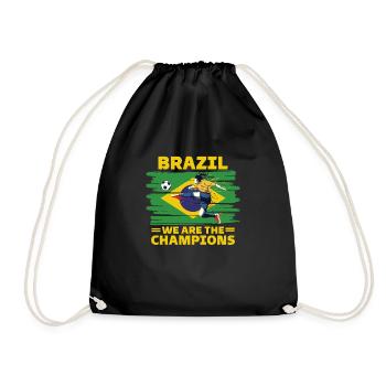 brazil football 2022 brazil football fan - Drawstring Bag - black - Front