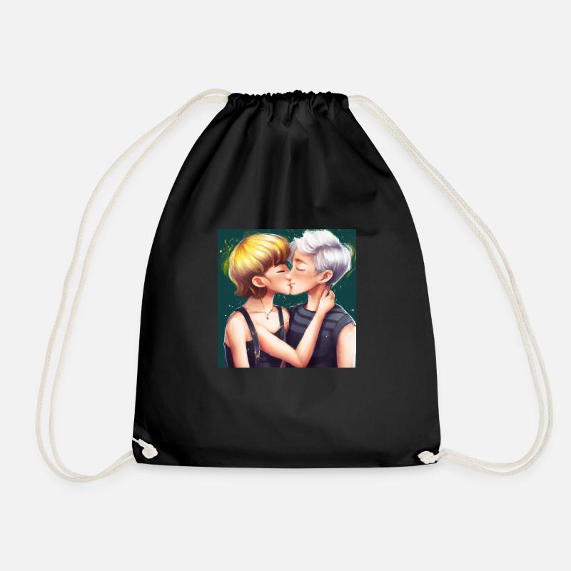LGBT Queer kiss 🌈🌈 - Drawstring Bag - black