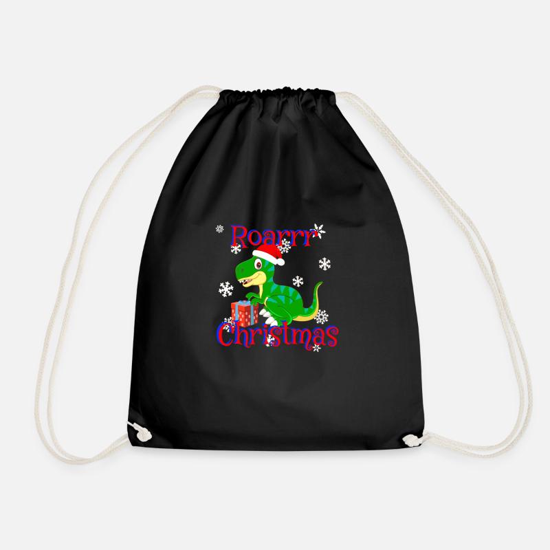 Roarrr Christmas Dino T-Rex Weihnachten - Turnbeutel - Schwarz