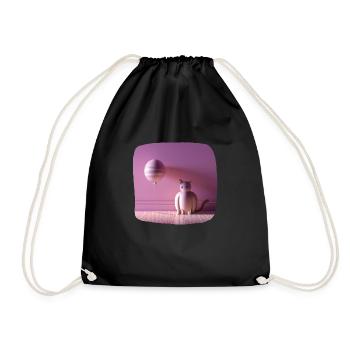 Rosa Katze mit einem Ballon - Turnbeutel - Schwarz - Vorne