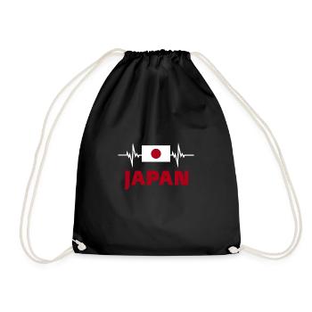 japan Fußball 2022 japan Herzschlag japan Flagge - Turnbeutel - Schwarz - Vorne