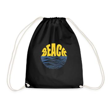 Beach Wave T-Shirt Design - Turnbeutel - Schwarz - Vorne