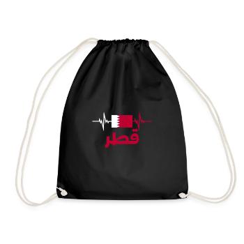 Qatar Football 2022 heartbeat Qatar - Drawstring Bag - black - Front
