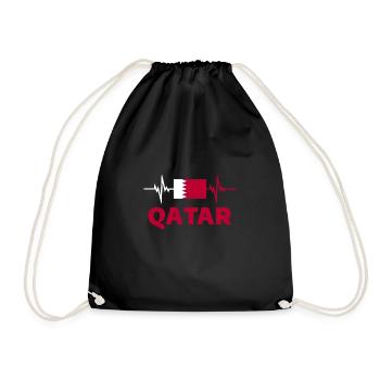 Qatar Football 2022 Qatari Football Supporter - Drawstring Bag - black - Front