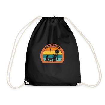 Christmas Nativity with Jesus - Peace On Earth - Drawstring Bag - black - Front