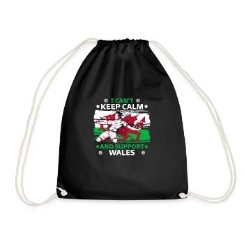 stay calm and support Wales - Drawstring Bag - black - Front