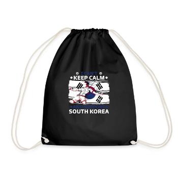 Staying calm and supporting South Korea - Drawstring Bag - black - Front