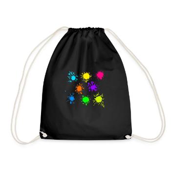 Bunte Farbkleckse Farbspritzer - Turnbeutel - Schwarz - Vorne