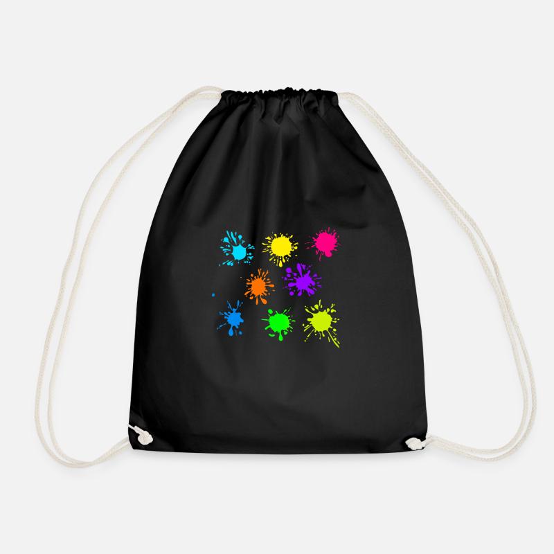Bunte Farbkleckse Farbspritzer - Turnbeutel - Schwarz