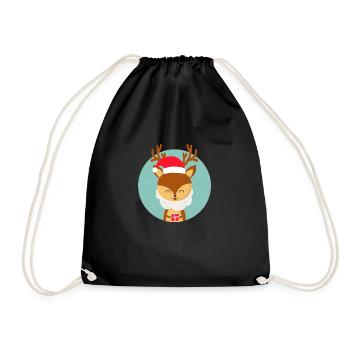 Santa Claus Deer - Drawstring Bag - black - Front