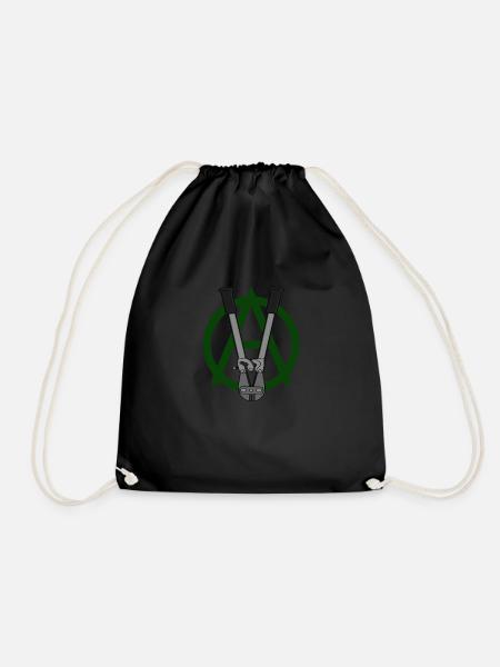 vegan anarchism darkgreen - Turnbeutel - Schwarz