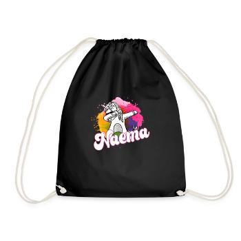 NAEMA - Beautiful name with dabbing unicorn - Drawstring Bag - black - Front
