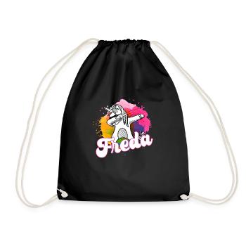 FREDA - Beautiful name with dabbing unicorn - Drawstring Bag - black - Front