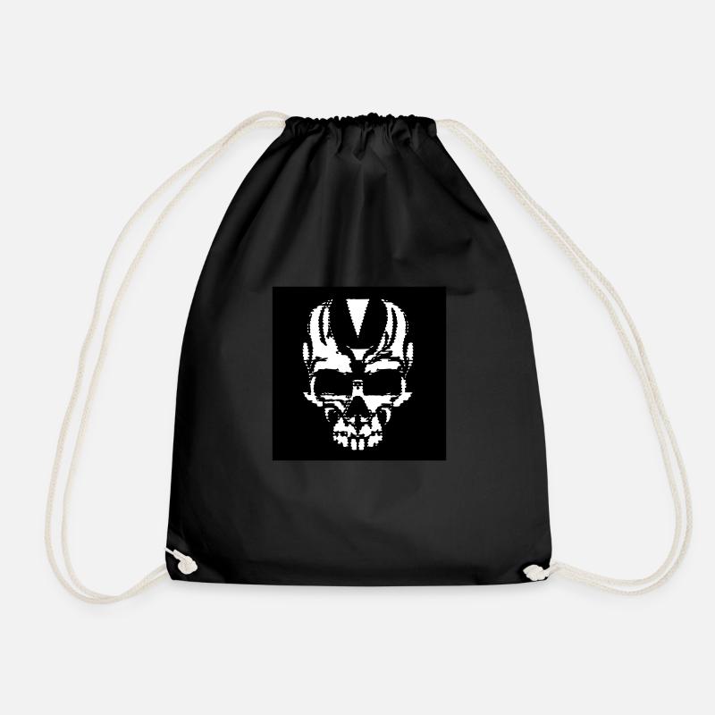 PlanetTechno ScanlineSkull1 - Drawstring Bag - black