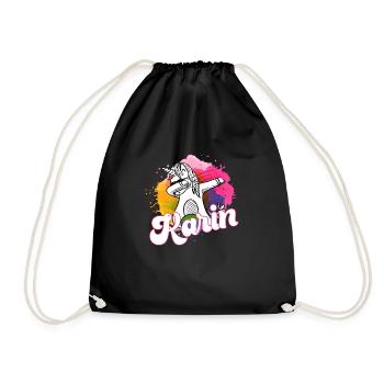 KARIN - Beautiful name with dabbing unicorn - Drawstring Bag - black - Front