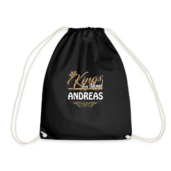 Kings Are Named Andreas Lustiges Geschenk - Turnbeutel - Schwarz - Vorne