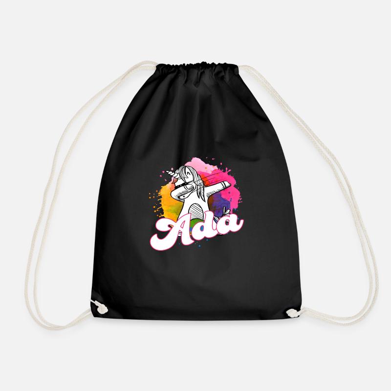 ADA - Beautiful name with dabbing unicorn - Drawstring Bag - black