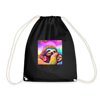 Sloth mum - Drawstring Bag - black - Front