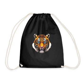 Tiger Kopf mit Blauen Augen Kunst Design - Turnbeutel - Schwarz - Vorne
