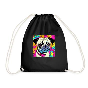 Pug puppy - Drawstring Bag - black - Front
