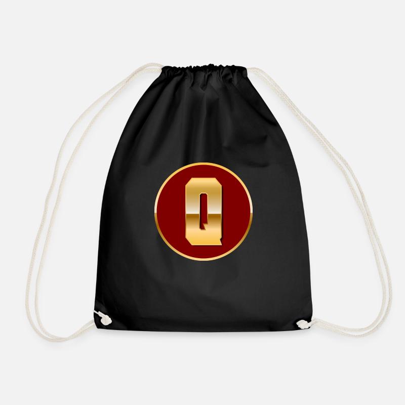 Letter Q - Drawstring Bag - black