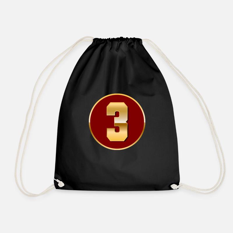 Gold number 3 - Drawstring Bag - black