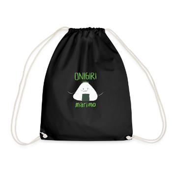 cute onigiri - Drawstring Bag - black - Front