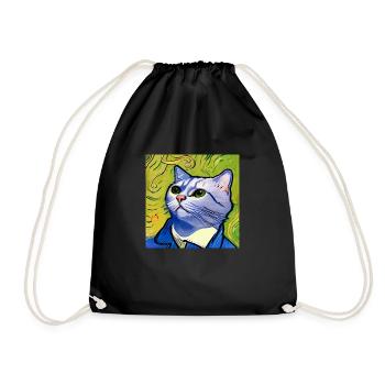 Katze gemalt von Van Gogh - Turnbeutel - Schwarz - Vorne