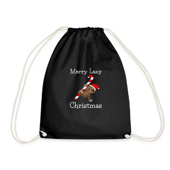 Merry Lazy Christmas - Drawstring Bag - black - Front