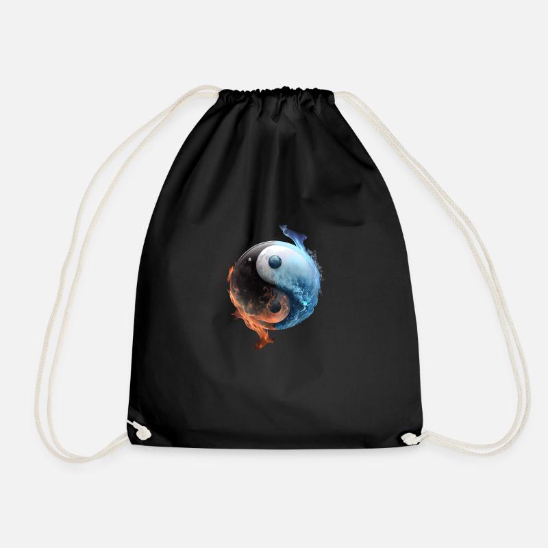 Ying and Yang Fire and ice in balance - Drawstring Bag - black